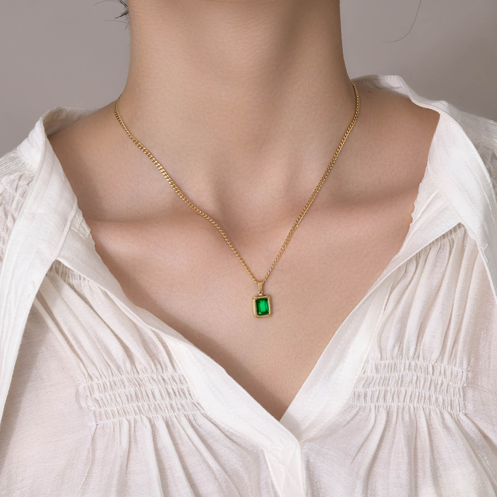 Retro Geometric Stainless Steel Plating Zircon Pendant Necklace 1 Piece