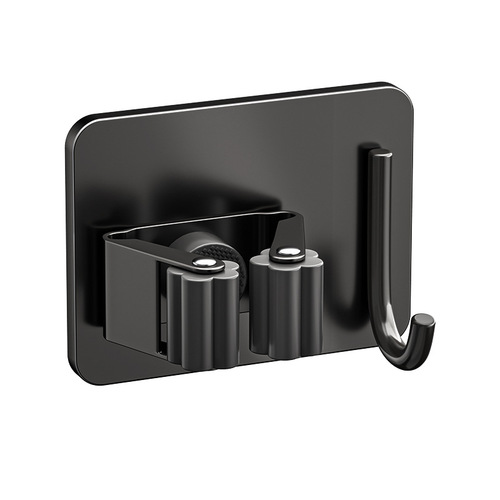 Mop hook stainless steel punch-free bathroom storage sticky hook broom hanger strong adhesive wall hanging mop clip