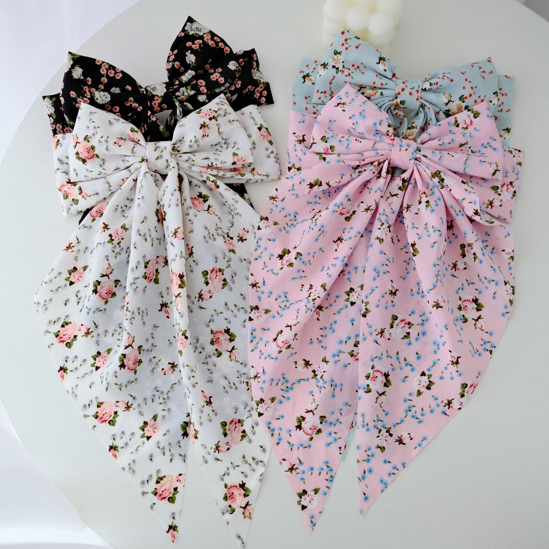 50g Weight Hair Claws Hair Accessories Type 1 Piece Quantity Holiday, Daily Occasion Bow Knot Pattern Women's Gender Floral Design Sweet, Pastoral Style Women's Sweet Pastoral Bow Knot Cloth Floral Hair Claws 13