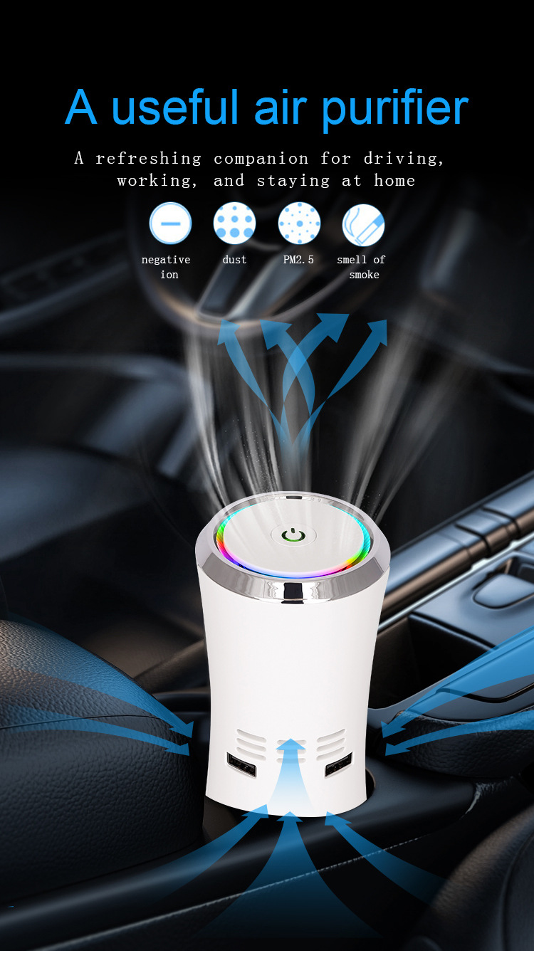 Foreign Trade Car Purifier, Car Interior Negative Ion Air Purification, Home Odor Removal and Deodorization Machine, Negative Ion Purifier