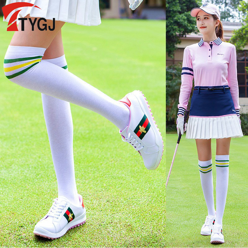 Golf socks women's stockings knee-high stockings sports casual three-bar striped ball socks with short skirt