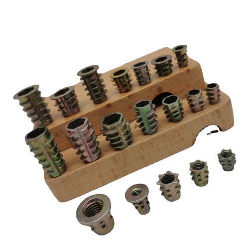 M4M5M6M8M10T type nut zinc alloy with inner and outer teeth without insert straight through furniture embedded parts undercut thorn nut
