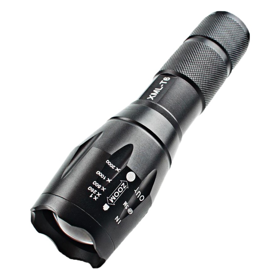 Venta caliente transfronteriza luz fuerte T6 recargable zoom telescópico 10Wled batería larga táctica linterna A100 fábrica al por mayor