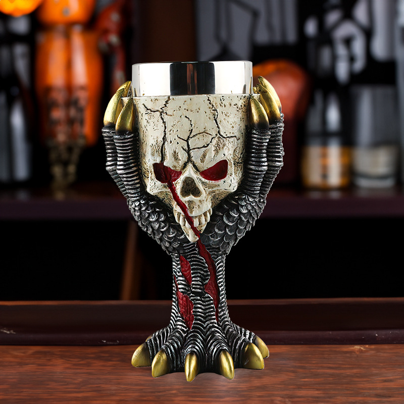  New Creative Skull Resin Wine Glass Home Desktop Decoration Goblet Beer Mug Halloween Gift