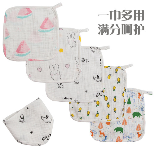 Baby saliva towel baby pure cotton square towel newborn eating waterproof spit-up bib bib baby products wholesale