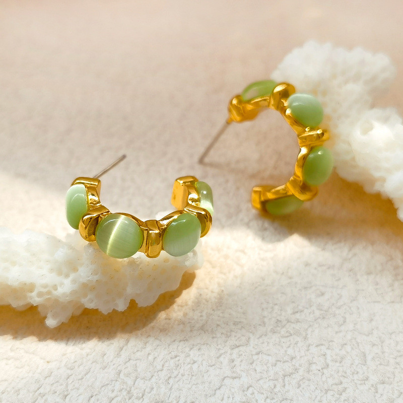 Cute small fresh green brand earrings