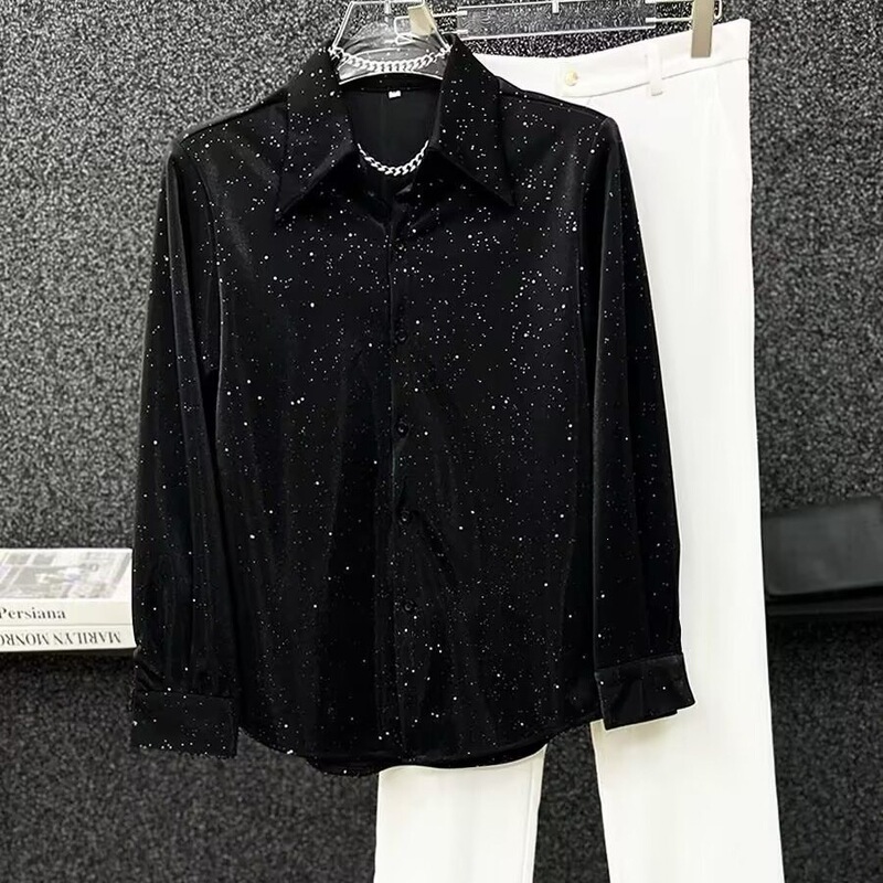 Factory Direct Sales of High-End Niche Design Sequined Shirts for Men, Stylish and Casual Loose Long-Sleeve Shirts and Jackets Factory Direct Sales of High-End Niche Design Sequined Shirts for Men, Stylish and Casual Loose Long-Sleeve Shirts and Jackets