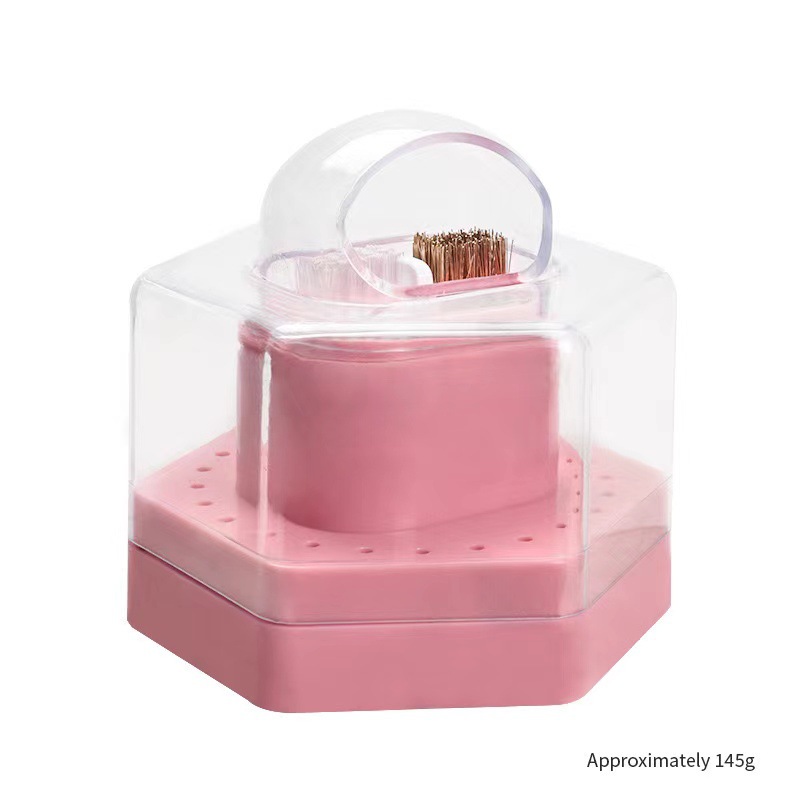 Caja de almacenamiento multifuncional de dos en uno de 24 agujeros para mostrar agujeros de almacenamiento de uñas limpias con caja de cepillo limpio