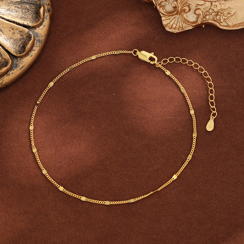 Cadena de pie de playa de plata esterlina para mujer S925, cadena de pie de playa de verano para estudiantes japoneses y coreanos, accesorios de pie simples y de moda de todo fósforo