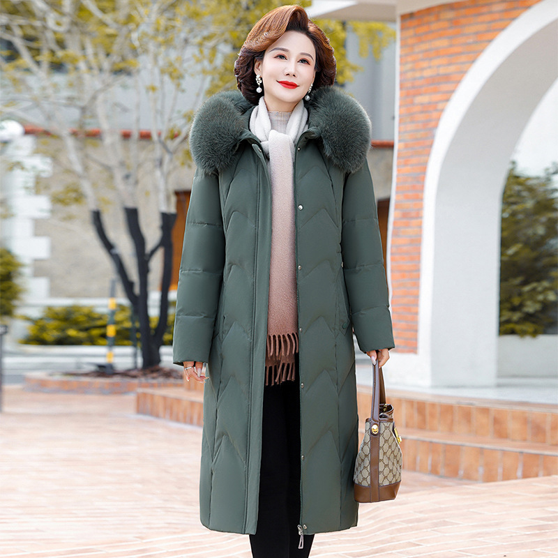 专柜质感长款羽绒服女高端中年妈妈洋气大牌过膝抗寒保暖大码冬装