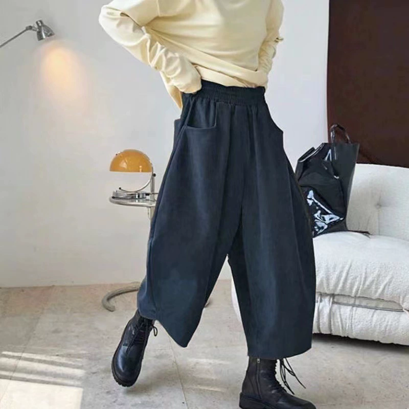 Новые женские брюки-шаровары больших размеров осень-зима 2025, прямые, свободные, широкие, в стиле «банан»