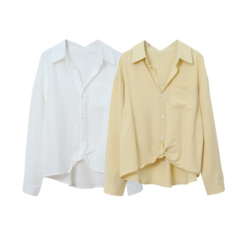 Personalized Design with Lace Lining, Faux Two-Piece, Twist-Waist, Solid Color Shirt for Women, New Summer Style, Loose Top 11186 Personalized Design with Lace Lining, Faux Two-Piece, Twist-Waist, Solid Color Shirt for Women, New Summer Style, Loose Top 11186