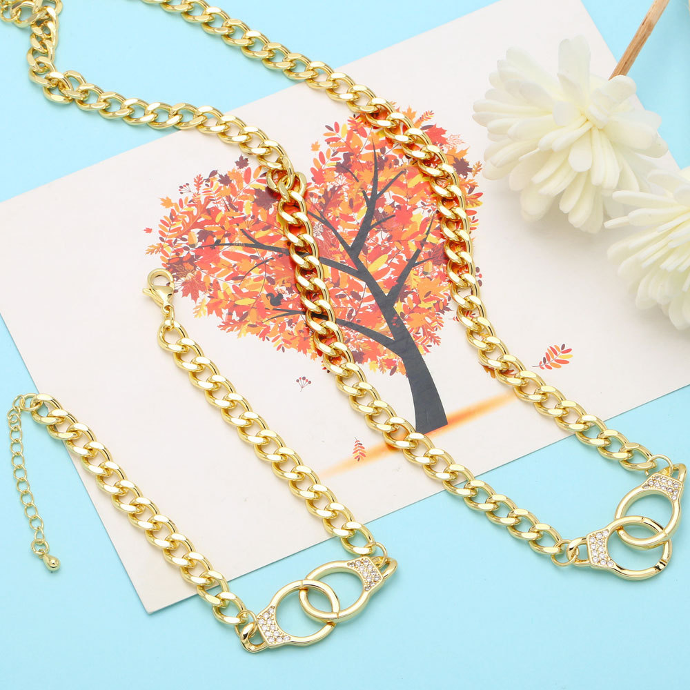 Fashion Handcuffs Copper Inlay Zircon Bracelets Necklace