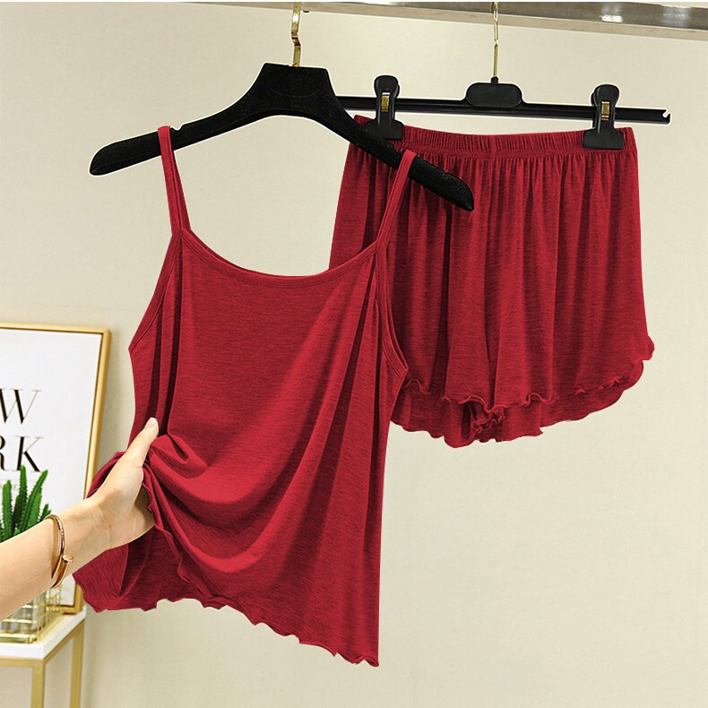 Modal camisole women's plus size chubby girl loose slimming shorts vest sexy bottoming home wear two-piece suit