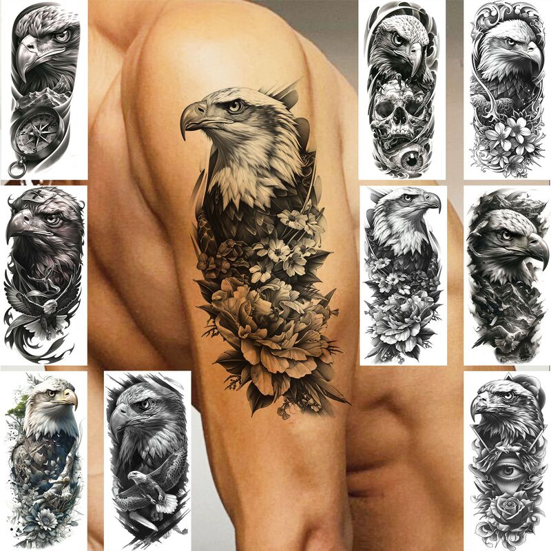 Cross-Border Eagle Niche New Tattoo Stickers for Arms and Calves Temporary Tattoos Amazon Temu European and American Tattoo