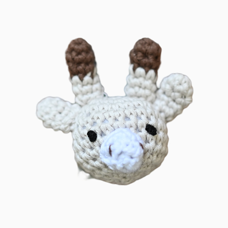 Muñecas de peluche de crochet creativas hechas a mano dibujos animados de punto conejo cabeza de animal accesorios de cadena de tetas DIY