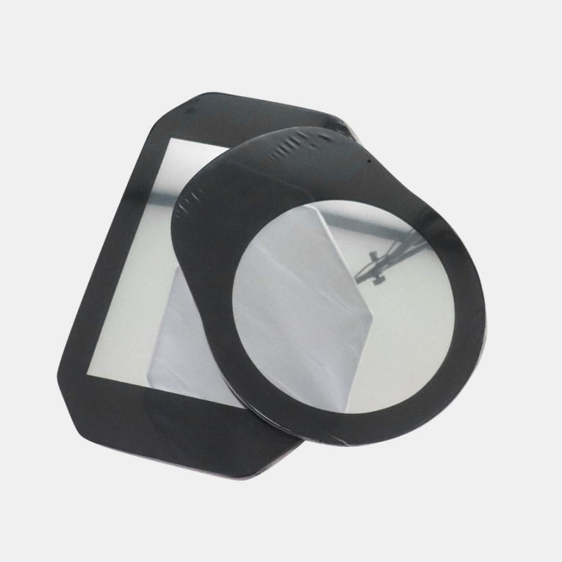 Square round rear view mirror from foam, mirror effect