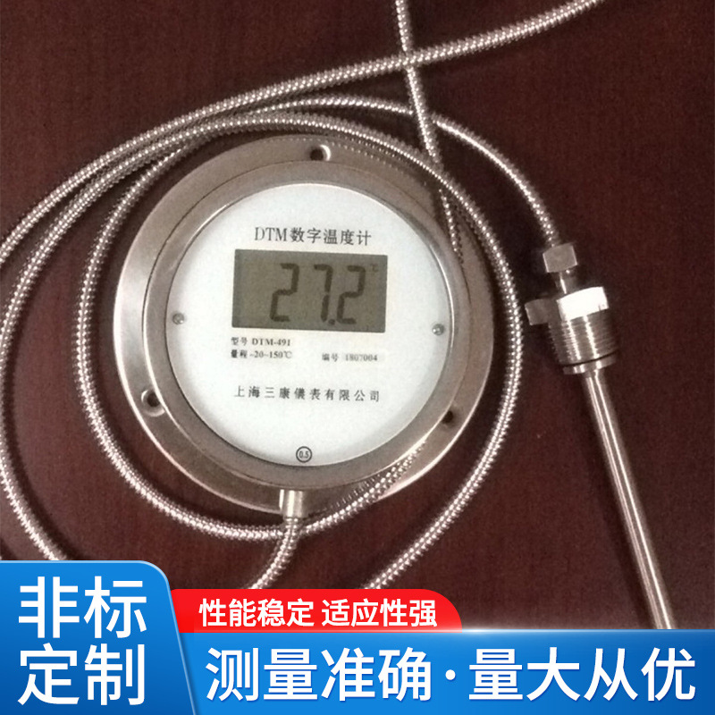 金属温度表DTM-491数字温度计 数显温度计带探头 防爆耐用金属温