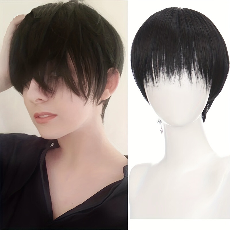 Foreign trade men's wig short hair for men and women factory direct sale in stock first breathable flat heat resistant broken hair