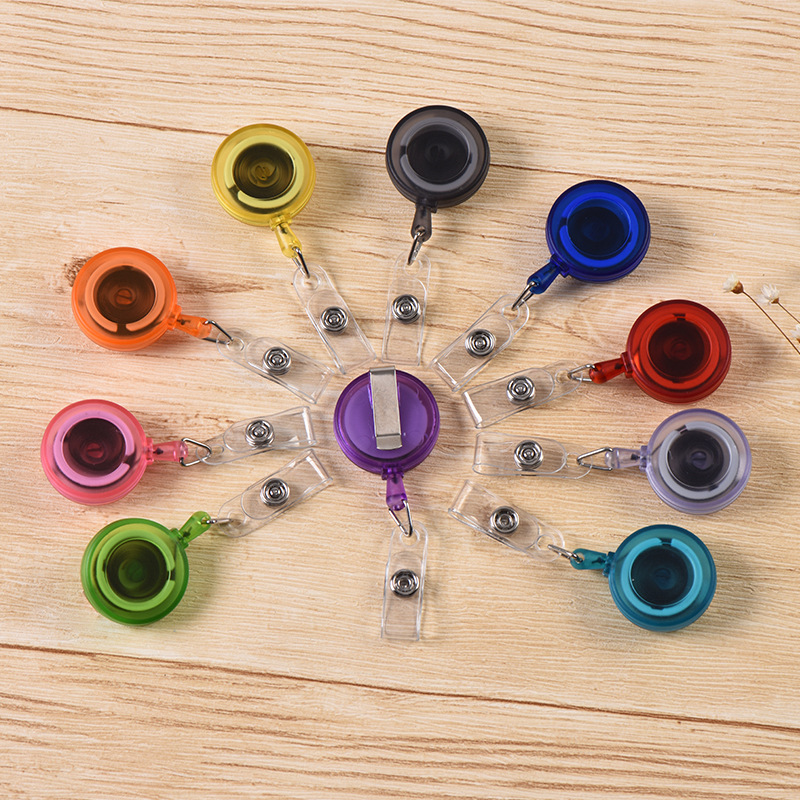 透明多色易拉扣伸缩扣工作证胸牌学生卡套扣证件套夹扣工牌易拉扣