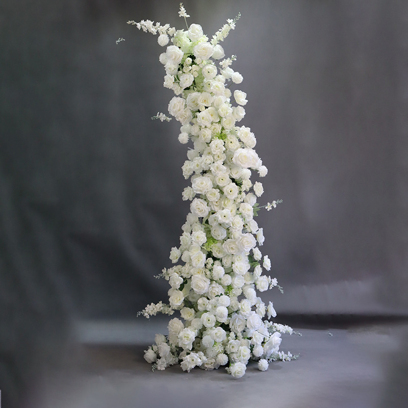 婚庆牛角门白绿仿真花艺跨境拱门排花婚礼装饰花排订婚宴橱窗绢花|undefined