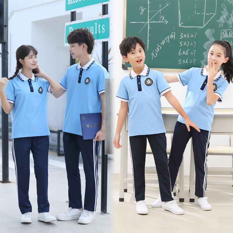 Primary and secondary school students graduation clothing school uniform suit Short-sleeved shirt Children's clothing British style Summer fund Class clothes kindergarten Class clothes