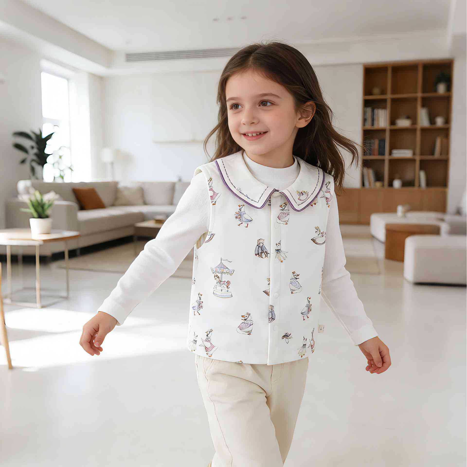 Baby Spring and Autumn Class A Pure Cotton Seamless Vest/Shoulder Vest for Boys and Girls, Home Wear and Outings, Collared Vest