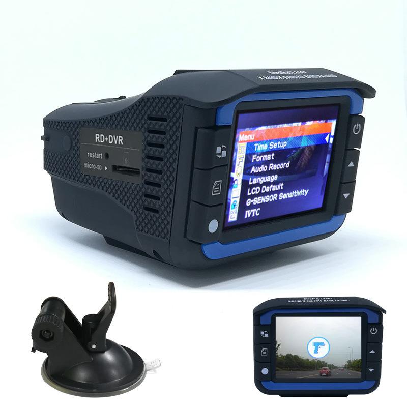 Cross-Border Factory Direct Sales Two-In-One Dashcam Electronic Dog Car-Mounted Radar Speed Detector Bilingual in English and Russian