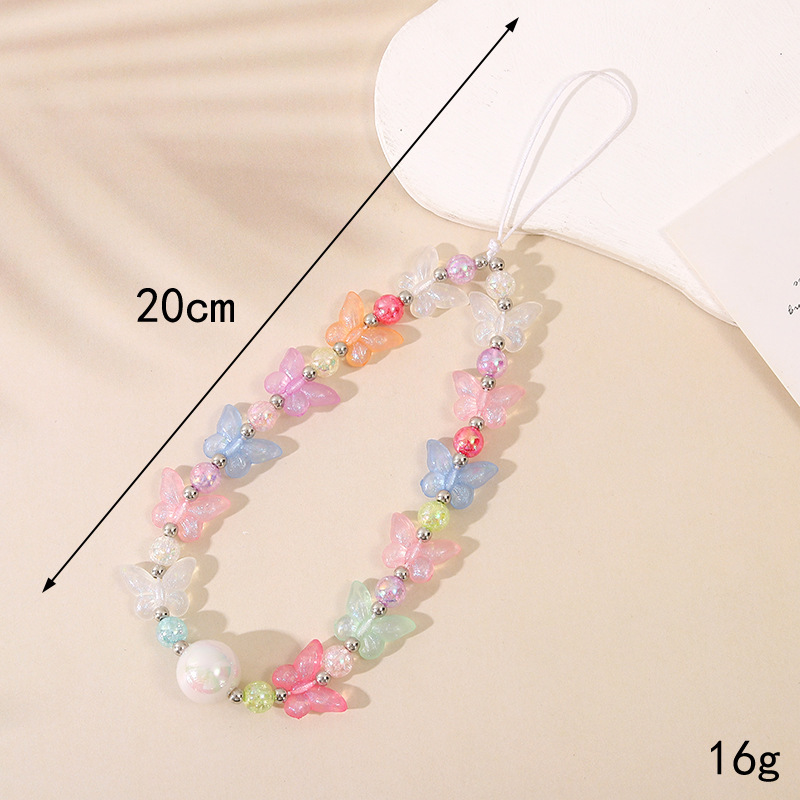 Venta caliente Internet celebridad con cuentas amor teléfono cadena anti-perdida gota resistente teléfono caso diy perla cadena corta teléfono cordón