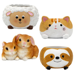 Cross-border new resin animal pot creative cartoon sloth plant pot decorative home small animal ornament wholesale