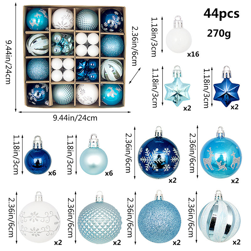 Juego de Esferas Navideñas Set de 44 Piezas 3-6 cm de Plástico Colgante para Árbol de Navidad image 14