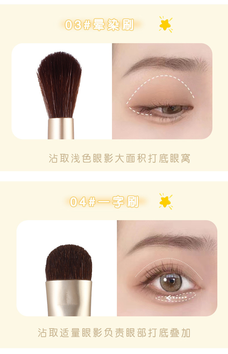 xixi Eye Makeup Brush Six-piece set, eyeshadow brush, lip brush, eyebrow brush complete set, mini portable, super soft, for beginners undefined