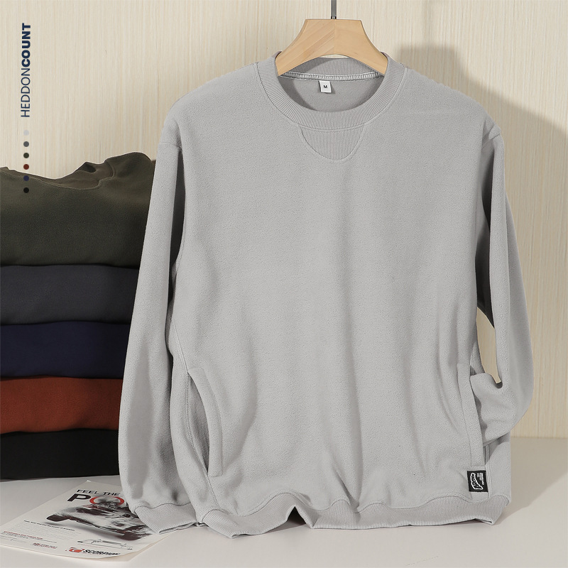 Japanese-Inspired Fleece Pullover - 300GSM Drop Shoulder Oversized Sweatshirt With Side Pockets For Men_voghion.com