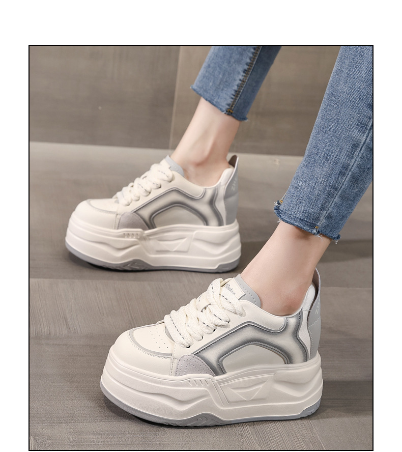 Giày sneaker nữ đế dày tăng chiều cao phong cách vintage — màu đen chi tiết 15