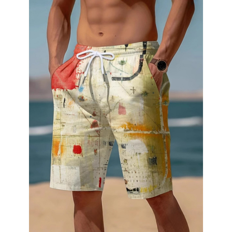 2025 New Spring and Summer 3D Digital Printing Paisley Pattern Casual Loose Men's Fashion Beach Pants