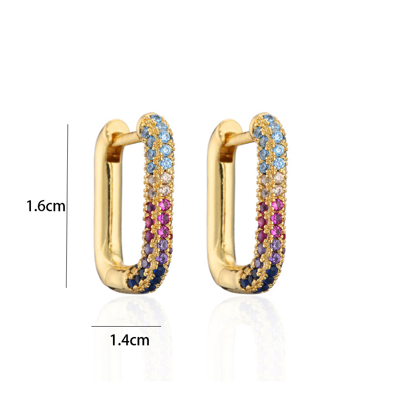 Fashion Simple Copper Micro-inlaid Zircon Geometric Earrings display picture 10