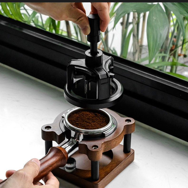 Italian-Style Coffee Magnetic Powder Distributor with Adjustable Height, Coffee Powder Clump Breaker, Coffee Rotating Powder Needle