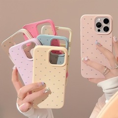 小さなハート型のApple 17promax用スマホケース、iPhone14用液体シリコン風女性向けケース、16新作、13対応
