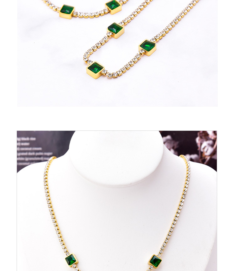 Fashion Geometric Titanium Steel Necklace Inlay Zircon Stainless Steel Necklaces 1 Piece