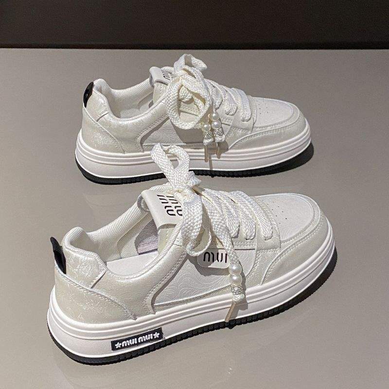 Yang Mi mismo estilo zapatos de mujer 2025 primavera y otoño nuevos zapatos casuales de suela gruesa zapatos de tabla ins zapatos blancos transpirables de todo fósforo mujeres