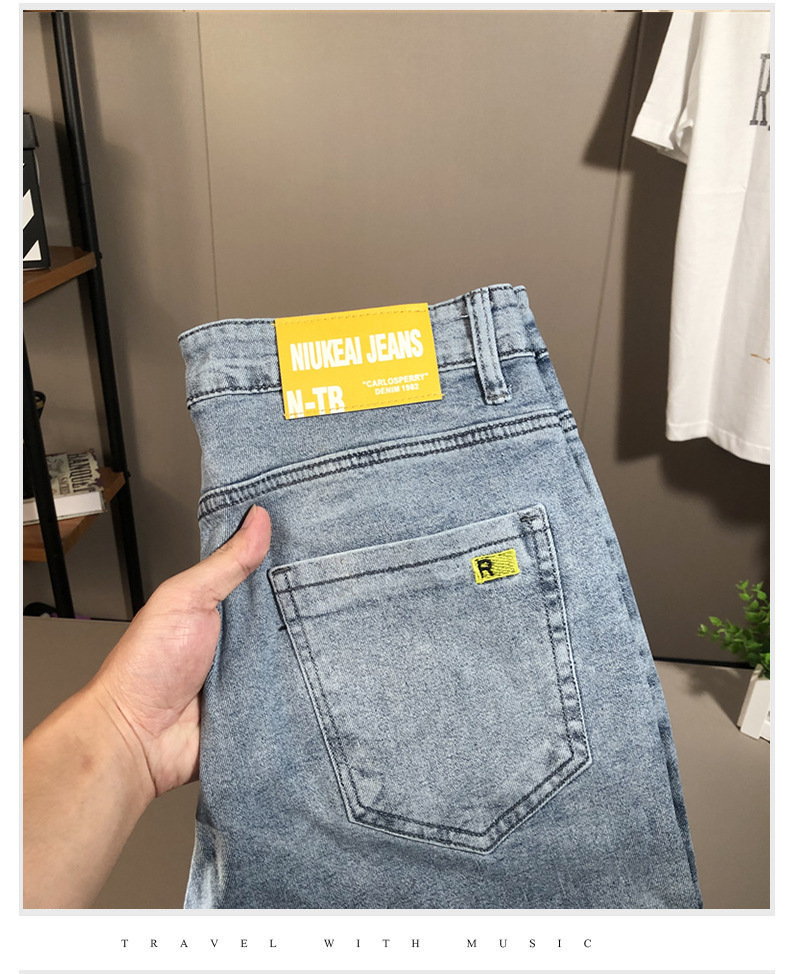 Jeans slim fit da uomo pantalone in denim elastico alla moda_voghion.com