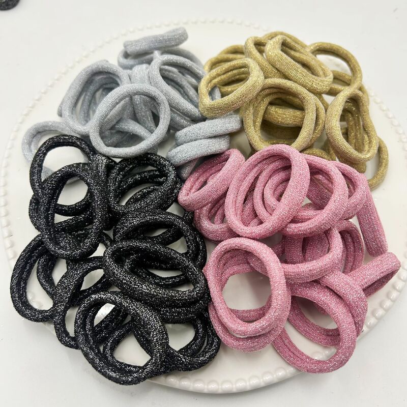 Korean Silver Hair Ties, Towel Rings, Thick Silver Thread Hair Bands, Simple and Versatile Ponytail Holders, Wide Hair Ropes, Hair Ties Korean Silver Hair Ties, Towel Rings, Thick Silver Thread Hair Bands, Simple and Versatile Ponytail Holders, Wide Hair Ropes, Hair Ties