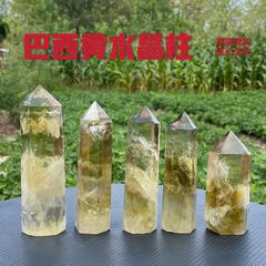 天然水晶柱柠檬黄水晶柱单尖六棱柱巴西黄水晶柱风水摆件黄水晶柱