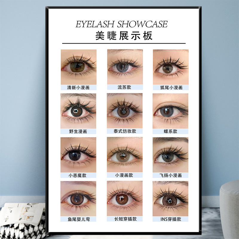 Eyelash Display Board, Grafted Eyelash Style Display Poster, Manicure and Eyelash Display Poster, Wall Decoration Hanging Picture