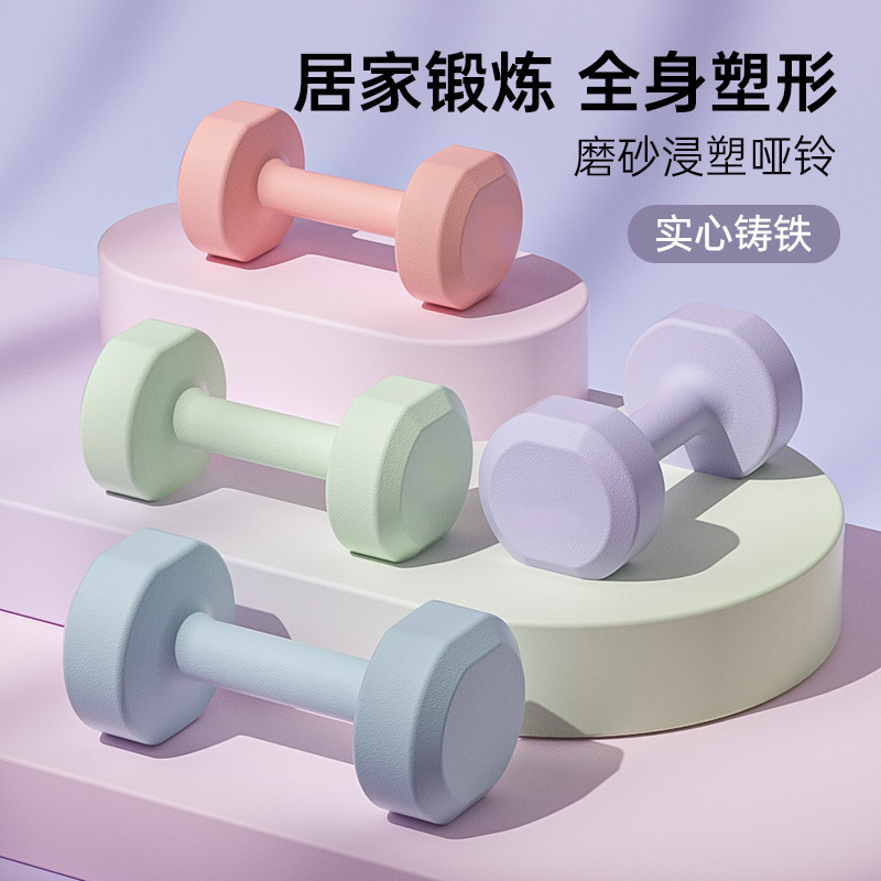 Dumbbell Set for Women, Home Fitness Equipment, Children's and Men's Set, Yoga Arm Muscle Training, Rubber-Coated, Small Wholesale, Solid