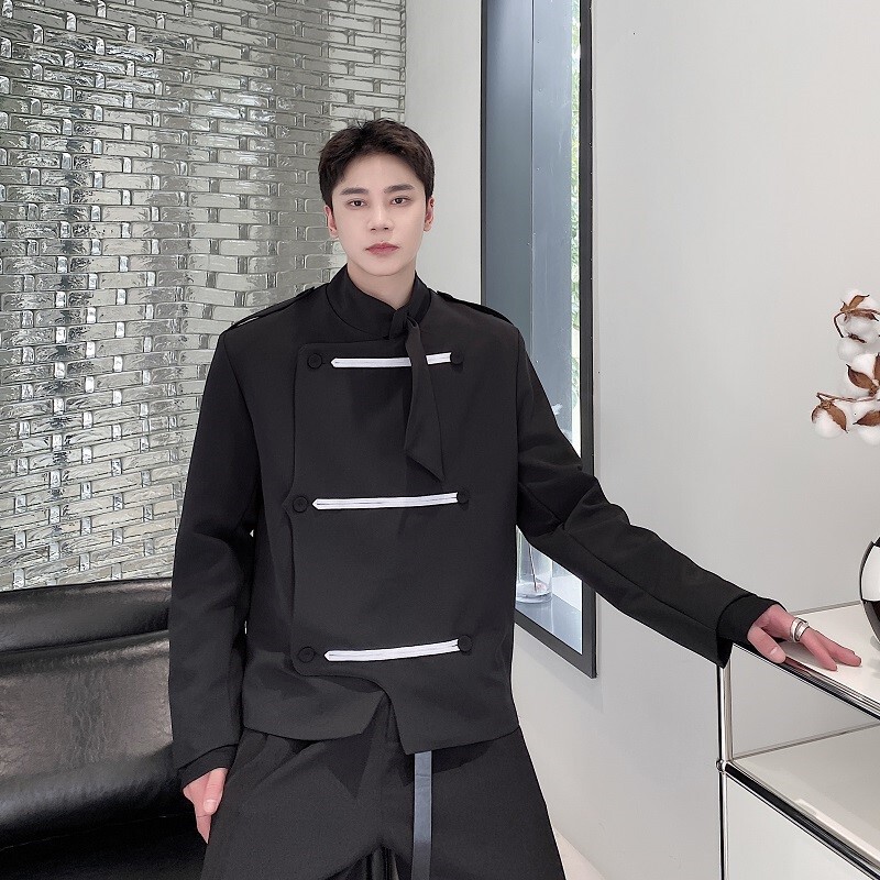 Palace Prince Knights Style Set Collar Epaulets Tooling Functional Jacket Men's New Chinese Style Improved Tunic Suit Jacket