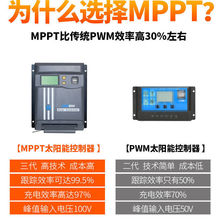 MPPT太阳能控制器12V24V30-40A光伏电池板降压充电发电全自动家用