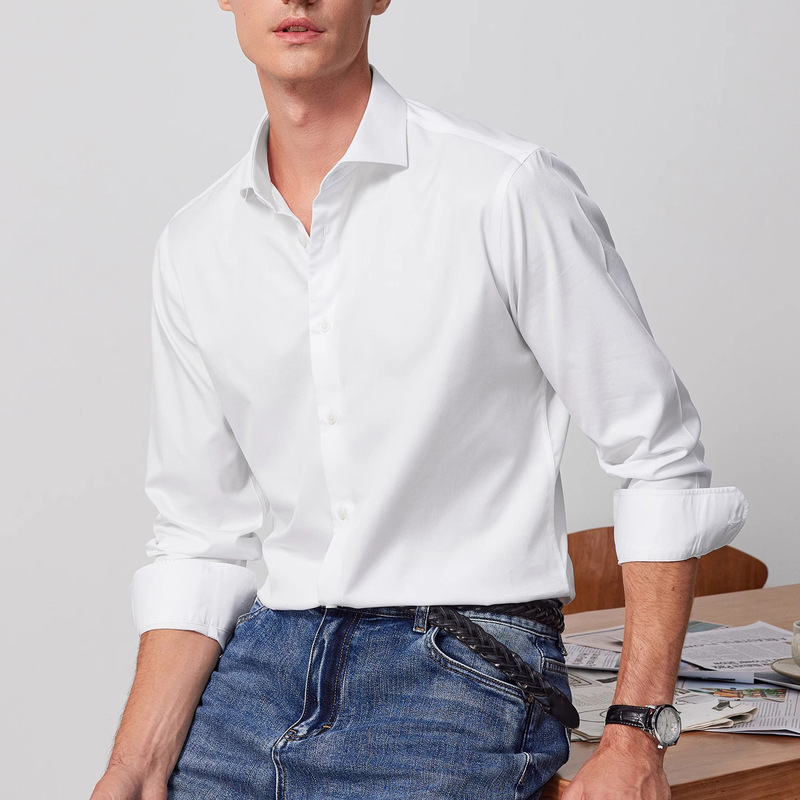 200-Count Dp No-Iron Men's Shirt Long-Sleeved Business Pure Cotton Breathable Professional Wear Formal Workwear Short-Sleeved Shirt