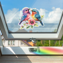 fun-j006镭射炫彩树枝小鸟花朵玻璃窗户美化装饰窗贴纸批发