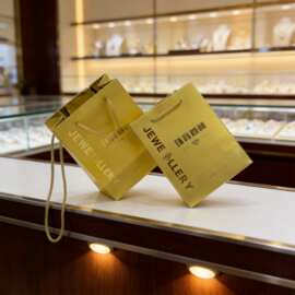 高档加厚金色手提袋金店同款珠宝首饰袋纸袋新款精致袋工厂批发